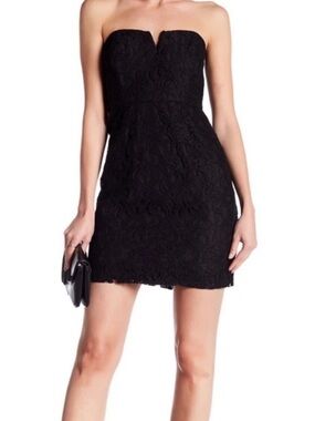 J. Crew Black Strapless Lace Notched Neck Catherine Cocktail Dress Leavers Lace